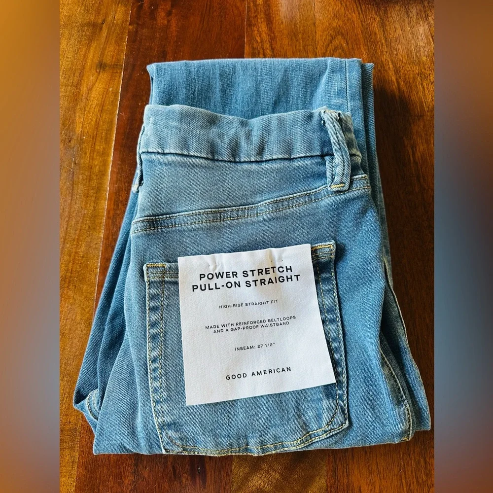 Good American Indigo 490 Pullon Straight Leg Stretch Jeans - Picture 4 of 14